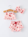 Load image into Gallery viewer, Strawberry Bow Baby Girls Short Sleeves Bloomer Set