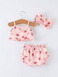 Load image into Gallery viewer, Strawberry Bow Baby Girls Short Sleeves Bloomer Set