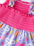 Load image into Gallery viewer, Summer Floral Girls Bow Ruffle Smocked Dress