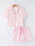 Load image into Gallery viewer, Mommy & Me Pink Bow Print Ruffle Pajama Set