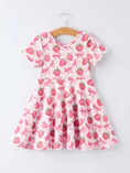 Load image into Gallery viewer, Summer Strawberry Bow Girls Short Sleeve Dress