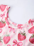 Load image into Gallery viewer, Summer Strawberry Bow Girls Short Sleeve Dress