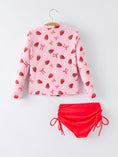 Load image into Gallery viewer, Summer Strawberry Print Girls Long Sleeve Swim Set