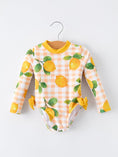 Load image into Gallery viewer, Lemon Print Long Sleeve Girls One Piece Swimsuit