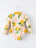 Load image into Gallery viewer, Lemon Print Long Sleeve Girls One Piece Swimsuit
