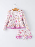 Load image into Gallery viewer, Girls Floral Bee Long Sleeve Ruffle Swimsuit Set