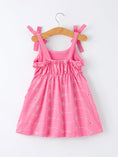 Load image into Gallery viewer, Pink Color Girl Bow Strap Ruffle Dress