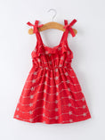 Load image into Gallery viewer, Red Color Girl Bow Strap Ruffle Dress