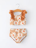 Load image into Gallery viewer, Daisy Floral Girls Ruffle Two Piece Swimsuit