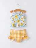 Load image into Gallery viewer, Summer Sunflower Plaid Girls Two Piece Swimsuit
