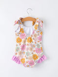 Load image into Gallery viewer, Floral Print Girls Ruffle Leg One Piece Swimsuit