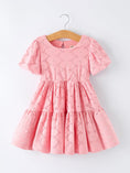 Load image into Gallery viewer, Pink Eyelet Embroidered Girl Short Sleeve Dress