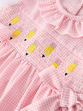 Load image into Gallery viewer, Back to School Pencil Plaid Girls Smocked Ruffle Collar Dress