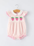 Load image into Gallery viewer, Strawberry Girl Romper Ruffle Peter Pan Collar