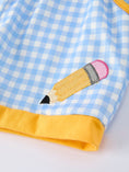 Load image into Gallery viewer, Back to School Pencil Boys Set Applique Plaid Shorts
