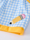 Load image into Gallery viewer, Back to School Pencil Boys Set Applique Plaid Shorts