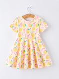 Load image into Gallery viewer, Summer Lemon Bow Print Girl Dress