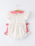 Load image into Gallery viewer, 4th of July Dot Girls Romper Bow Ruffle Peter Pan Collar
