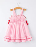 Load image into Gallery viewer, 4th of July Plaid Girls Dress Bow Ruffle