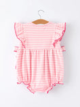 Load image into Gallery viewer, Strawberry Embroidery Pink Stripe Girl Smocked Romper