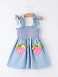 Load image into Gallery viewer, Summer Strawberry Smocked Applique Girl Dress