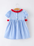 Load image into Gallery viewer, 4th of July Plaid Girls Smocked Toddler Girl Dress