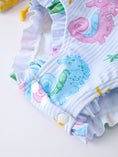 Load image into Gallery viewer, Summer Seahorse Print Girl Long Sleeve Ruffle One Piece Swimsuit
