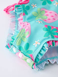Load image into Gallery viewer, Summer Strawberry Print Girl Long Sleeve Ruffle One Piece Swimsuit