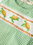 Load image into Gallery viewer, Spring Turtle Smocked Baby Boy Romper
