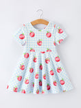Load image into Gallery viewer, Back to School Apple Plaid Girls Dress Short Sleeve