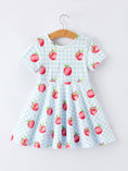 Load image into Gallery viewer, Back to School Apple Plaid Girls Dress Short Sleeve