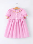 Load image into Gallery viewer, Back To School Plaid Girls Dress Smocked Puff Sleeve Bow