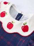 Load image into Gallery viewer, Back To School Apple Plaid Girls Dress Scallop Hem Bow