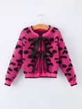 Load image into Gallery viewer, Fall Leopard Bow Girls Knit Cardigan