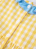 Load image into Gallery viewer, Back To School School Bus Plaid Girls Dress Ruffle Collar Bow