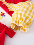 Load image into Gallery viewer, Back To School Supply Plaid Girls Dress Ruffle Collar Bow