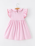 Load image into Gallery viewer, Girls Back To School Apple Applique Twirl Dress Ruffle Petal Collar
