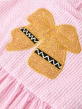 Load image into Gallery viewer, Girls Back To School Bow Twirl Dress Ruffle Applique Pink