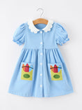 Load image into Gallery viewer, Girls Back To School Pencil Dress Petals Collar Pocket Applique