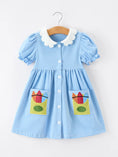 Load image into Gallery viewer, Girls Back To School Pencil Dress Petals Collar Pocket Applique