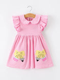 Load image into Gallery viewer, Girls Back To School Bow Pencil Twirl Dress Ruffle Petal Collar Applique