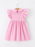 Load image into Gallery viewer, Girls Back To School Bow Pencil Twirl Dress Ruffle Petal Collar Applique