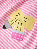 Load image into Gallery viewer, Girls Back To School Bow Pencil Twirl Dress Ruffle Petal Collar Applique