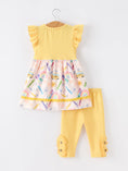 Load image into Gallery viewer, Girls Back To School Rainbow School Bus Ruffle Dress Leggings Set