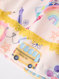 Load image into Gallery viewer, Girls Back To School Rainbow School Bus Ruffle Dress Leggings Set