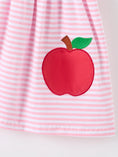 Load image into Gallery viewer, Girls Back To School Apple Applique Twirl Dress Ruffle Petal Collar