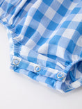 Load image into Gallery viewer, Boys 4th of July Plaid Romper Embroidery Petals Collar