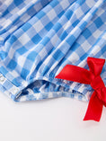 Load image into Gallery viewer, Girls 4th of July Plaid Romper Bow Embroidery Petals Collar