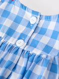 Load image into Gallery viewer, Girls 4th of July Plaid Romper Bow Embroidery Petals Collar