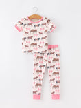 Load image into Gallery viewer, Girls Western Horse Bow Pajamas Set Print